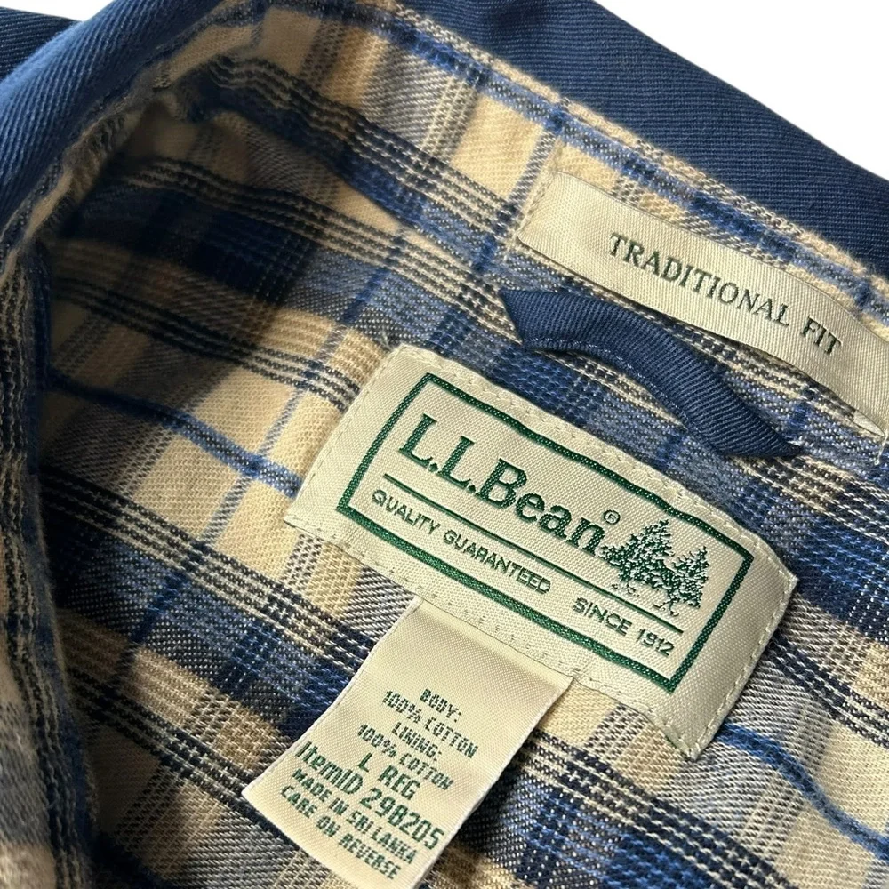 L.L. Bean Blanket Lined Shirt Jacket Flannel Workwear Blue Men’s L